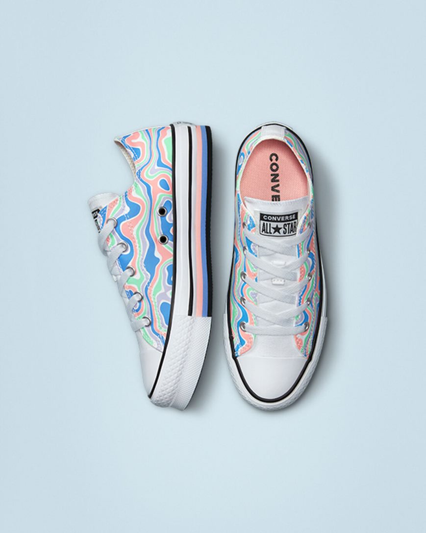 Topanky Na Platforme Converse Chuck Taylor All Star Lift Color Swirl Nizke Dievcenske Koralove Kráľovská Modrá | SK JOFIQ2